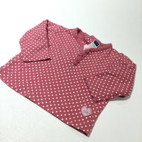 'Cutie' Heart Badge Spotty White & Pink Long Sleeve Top - Girls 3-6 Months