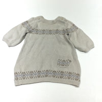 Oatmeal & Mushroom Knitted Dress - Girls Newborn