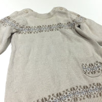 Oatmeal & Mushroom Knitted Dress - Girls Newborn