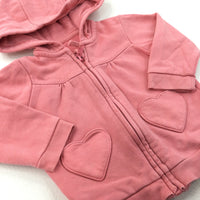 Heart Pockets Pink Zip Up Hoodie - Girls 3-6 Months