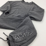 Diamontes Charcoal Tracksuit Set - Girls 7-8 Years