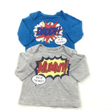 'Daddy & Mummy' Blue & Grey Long Sleeve Tops - Boys Newborn