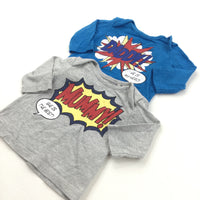 'Daddy & Mummy' Blue & Grey Long Sleeve Tops - Boys Newborn