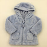 Fluffy Pale Blue Zip Up Coat - Boys 3-6 Months