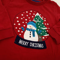 'Merry Christmas' Snowman Red Long Sleeve Top - Boys/Girls 12-18 Months