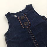 Dark Blue Denim Pinafore Dress - Girls 12-18 Months