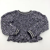 Flowers Lilac & Black Viscose Long Sleeve Top - Girls 8 Years