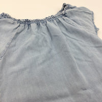 Light Blue Denim Effect Cotton Dress - Girls 8 Years