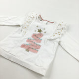 Christmas Tree Appliqued White & Pink Sweatshirt - Girls 6-12 Months