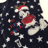 'My First Christmas' Mickey Mouse Navy Onesie - Boys 12-18 Months