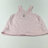 Rabbit Embroidered Pink Jersey Dungaree Dress - Girls Newborn