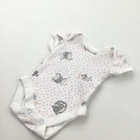 Dumbo & Marie Pink & White Short Sleeve Bodysuit - Girls Tiny Baby