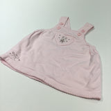 Rabbit Embroidered Pink Jersey Dungaree Dress - Girls Newborn