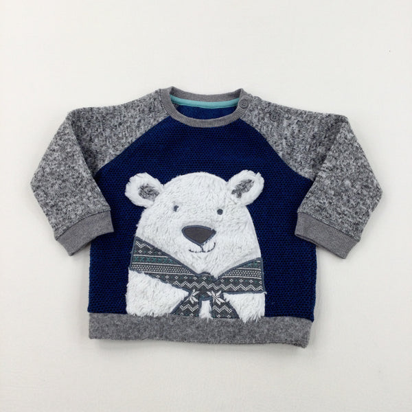 Polar Bear Blue & Grey Sweatshirt - Boys 9-12 Months