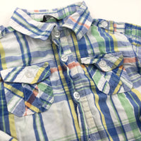 Blue, Yellow & White Checked Cotton Shirt - Boys 2-3 Years