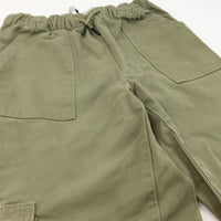 Olive Cotton Twill Cargo Trousers - Girls 8-9 Years