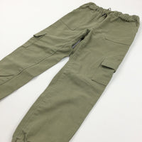 Olive Cotton Twill Cargo Trousers - Girls 8-9 Years