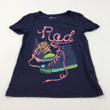 'Rad' Glittery Trainers Navy T-Shirt - Girls 8-9 Years