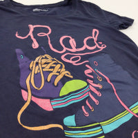 'Rad' Glittery Trainers Navy T-Shirt - Girls 8-9 Years