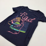 'Rad' Glittery Trainers Navy T-Shirt - Girls 8-9 Years