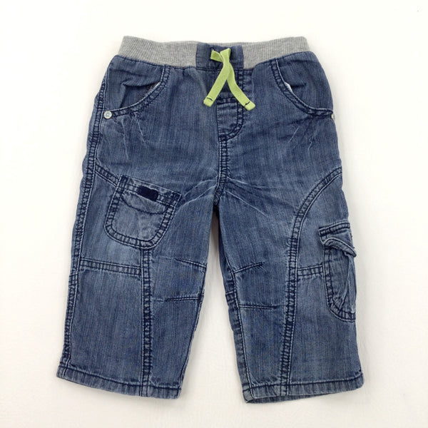 Mid Blue Denim Lightweight Pull On Jeans - Boys 9-12 Months