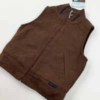 **NEW** Brown Suede Effect Fleece Lined Gilet - Boys 9-12 Months