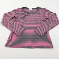 Pink & Charcoal Grey Long Sleeve Top - Girls 8-9 Years