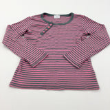 Pink & Charcoal Grey Long Sleeve Top - Girls 8-9 Years