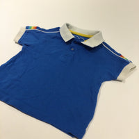Jools Oliver Rainbow Ribbon Sleeves Blue & White Polo Shirt - Boys 6-9 Months