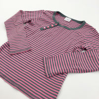 Pink & Charcoal Grey Long Sleeve Top - Girls 8-9 Years