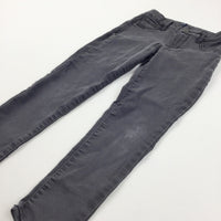 Black Regular Stretch Jeans with Adjustable Waistband - Girls 8-9 Years