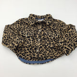 Animal Print Brown & Black Fluffy Fleece Jacket - Girls 8-9 Years