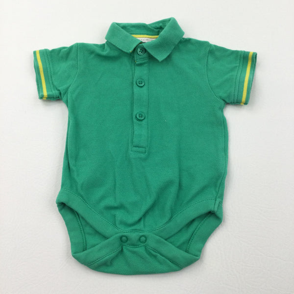 Green & Yellow Short Sleeve Polo Shirt Style Bodysuit - Boys 0-3 Months