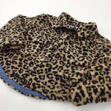 Animal Print Brown & Black Fluffy Fleece Jacket - Girls 8-9 Years