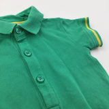 Green & Yellow Short Sleeve Polo Shirt Style Bodysuit - Boys 0-3 Months