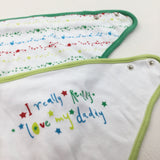 'I Really Really Love My Daddy' Stars Green & White Dibble Bib Set - Boys 0-3 Months