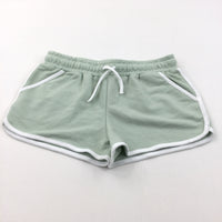 Light Green & White Jersey Shorts - Girls 9-10 Years