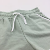 Light Green & White Jersey Shorts - Girls 9-10 Years