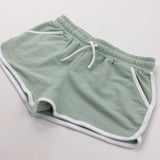 Light Green & White Jersey Shorts - Girls 9-10 Years