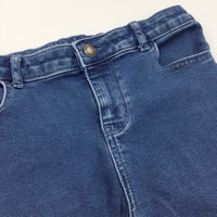 Mid Blue Denim Shorts with Adjustable Waistband - Girls 10 Years