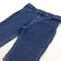 Mid Blue Denim Shorts with Adjustable Waistband - Girls 10 Years