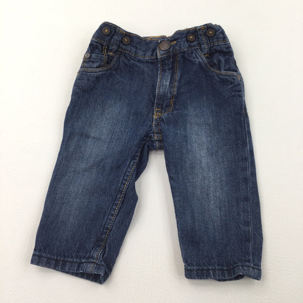 Dark Blue Denim Jeans with Adjustable Waistband - Boys 2-4 Months