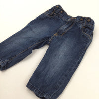 Dark Blue Denim Jeans with Adjustable Waistband - Boys 2-4 Months