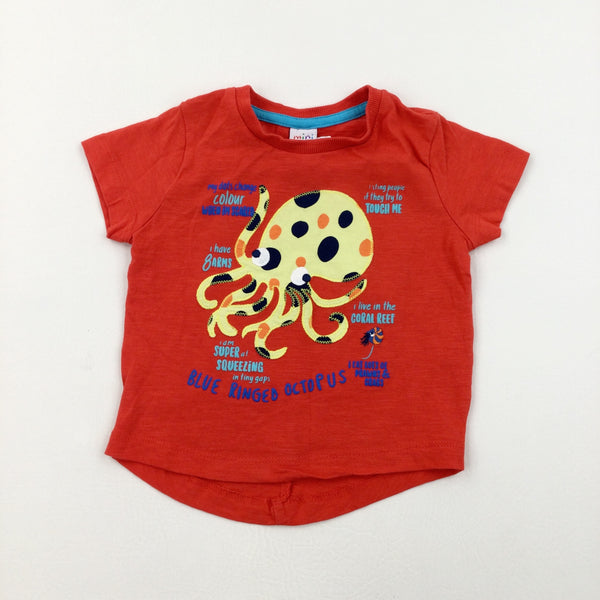 Octopus Appliqued Red T-Shirt - Boys 9-12 Months