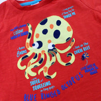 Octopus Appliqued Red T-Shirt - Boys 9-12 Months