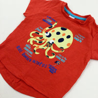 Octopus Appliqued Red T-Shirt - Boys 9-12 Months