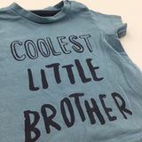 'Coolest Little Brother' Duck Egg Blue T-Shirt - Boys/Girls 0-3 Months