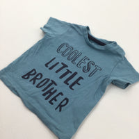 'Coolest Little Brother' Duck Egg Blue T-Shirt - Boys/Girls 0-3 Months