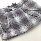 Grey & Pink Check Skirt - Girls 6-9 Months