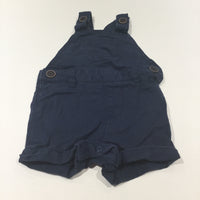 Navy Cotton Twill Short Dungarees - Boys 0-3 Months